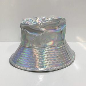 NWT Silver iridescent bucket hat